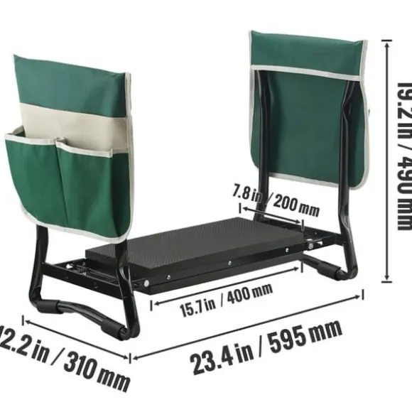 150kg lastkapacitet hopfällbar trädgårdsknäljare och säte med 8" EVA bred kudde, trädgårdspall, knäpall för trädgårdsarbete