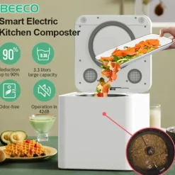 Kökskompostmaskin - HQD-314Pro - 3,3 L Kapacitet - UVC-ljus - Barnlås - LCD-skärm - EU-kontakt - Brun