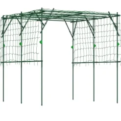 Klattrande Växtstöd, Polyetenbelagd Stålram, Justerbar Struktur, 223 cm x 223 cm x 223 cm, Triangulärt Stöddesign, Förstärkt med Metall Säkerhetsklipp | CDON