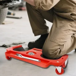 Knävagn - Rullande knäkudde med 5 svängbara hjul - Max 100 kg - 51×14 cm - Plast - Röd