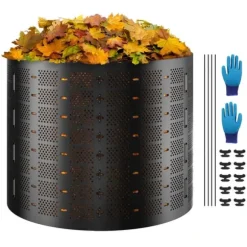 Kompostbehållare 220 gallon, expanderbar utomhuskompostor, enkel installation & hög kapacitet för bördig jord.