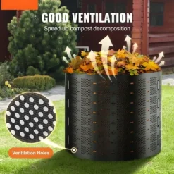Kompostbehållare 220 gallon, expanderbar utomhuskompostor, enkel installation & hög kapacitet för bördig jord.