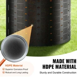 Kompostbehållare 220 gallon, expanderbar utomhuskompostor, enkel installation & hög kapacitet för bördig jord.