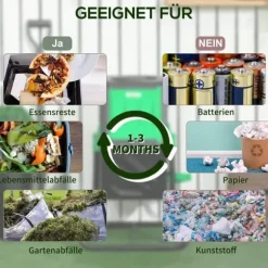 Kompostbehållare 65 L – roterbar snabbkompost, vädertålig plast 60×49×77 cm