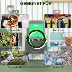 Kompostbehållare 65 L – roterbar snabbkompost, vädertålig plast 60×49×77 cm