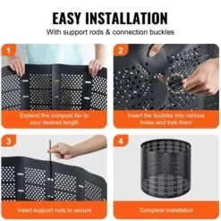 Kompostbehållare, 832,8 L, 335x90 cm, Svart, HDPE