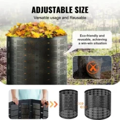 Kompostbehållare, 832,8 L, 335x90 cm, Svart, HDPE