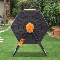 Kompostbehållare, Dubbelfack Komposttunna, 78,5x60,5x79,5 cm, Svart, Stålram