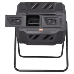 Kompostbehållare, Dubbla kammare komposttumlare, 73.5x62.5x95.5 cm, Svart, Utomhus