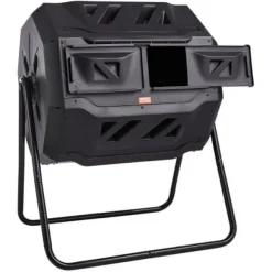 Kompostbehållare, Dubbla kammare komposttumlare, 73.5x62.5x95.5 cm, Svart, Utomhus