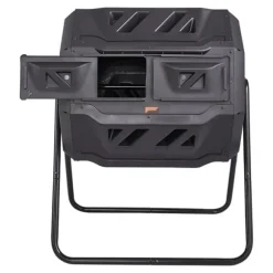 Kompostbehållare, 43-Gal dubbelkammare, stor tumlande kompost med stålram och 2 dörrar, BPA-fri för trädgård och kök.