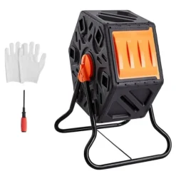 Kompostbehållare 18,5-Gal, kompakt roterande kammare med stålram, BPA-fri för trädgård och kök.