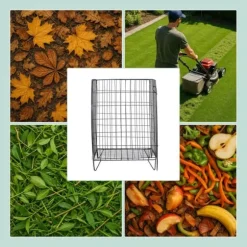 Kompostbehållare, Metallnät, 68x46x46 cm, Svart