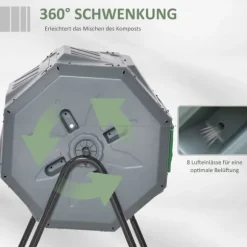 Kompostbehållare, 71x65x96 cm, Grå