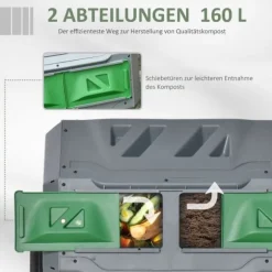 Kompostbehållare, 71x65x96 cm, Grå