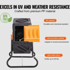 Kompostbehållare, 60,5x51x73 cm, Svart, Stålram