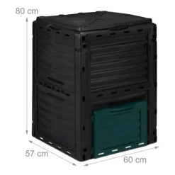 Kompostbehållare, 80x60x57 cm, Svart