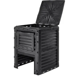 Kompostbehållare, 60,7x60,5x82,5 cm, Svart, Utomhusförvaring
