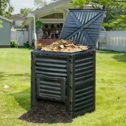 Kompostbehållare, 60,7x60,5x82,5 cm, Svart, Utomhusförvaring