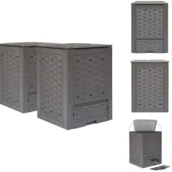 Komposterare - Living Trädgårdskompost 2 st brun 60x60x83 cm 600 L plastrotting