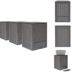 Komposterare - Living Trädgårdskompost 3 st brun 60x60x83 cm 900 L plastrotting