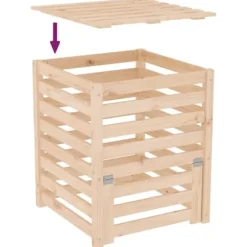 Kompostlåda i massiv furu - Hög kapacitet med lufthål | Storlek: 63,5x63,5x77,5 cm