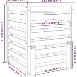 Kompostlåda i massivt furuträ - Trädgårdskompost | Storlek: 63,5x63,5x77,5 cm | Färg: Vit
