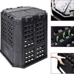 Kompostlåda svart 68,9x68,9x83,9 cm 360 L