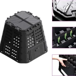 Kompostlåda svart 93,3x93,3x80 cm 480 L