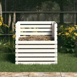 Kompostlåda vit 80x80x78 cm massiv furu - Kompost - Kompostlåda - Home & Living