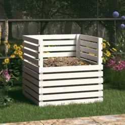 Kompostlåda vit 80x80x78 cm massiv furu