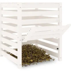 Kompostlåda vit 63,5x63,5x77,5 cm massiv furu