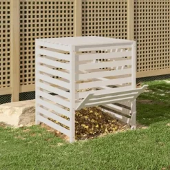 Kompostlåda vit 82,5x82,5x99,5 cm massiv furu