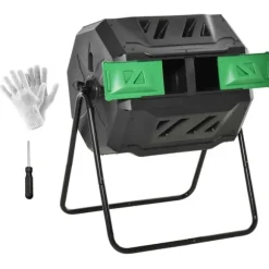 Komposttunna - Trädgårdskompost - 30 L Kapacitet - Metall - Rund - Chokladbrun