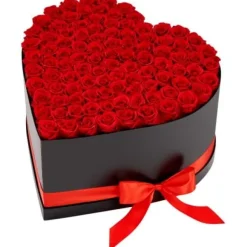 Konserverad Rosbukett, 375x383x220 mm, Röd