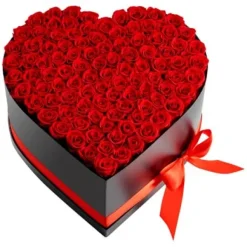 Konserverad Rosbukett, 375x383x220 mm, Röd