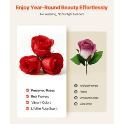 Konserverad Rosbukett, 375x383x220 mm, Röd