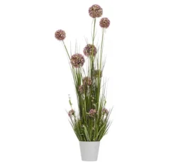 Konstgjord blomma I TRÄDGÅRD H120cm, lila allium, gräs med kruka