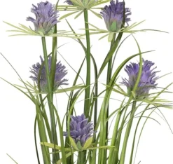 Konstgjord blomma I TRÄDGÅRD H70cm, lila krysantemum, gräs med kruka