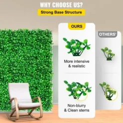 Konstgjord buxbompanel, 25x25x4 cm, grön, PE-material