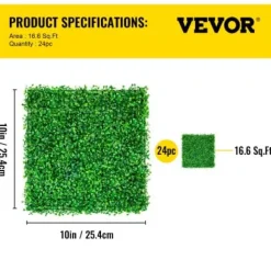 Konstgjord buxbompanel, 25x25x4 cm, Grön, PE-material
