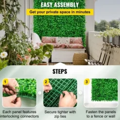 Konstgjord buxbompanel, 25x25x4 cm, Grön, PE-material