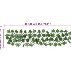 Konstgjord druvblads spalyé – Expanderbar väggdekoration | Färg: Grön | Storlek: 180x20 cm