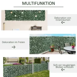 Konstgjord häck 300x150 cm, mörkgrön, insynsskydd för trädgård & balkong