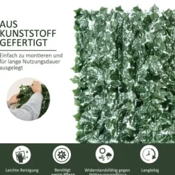 Konstgjord häck 300x150 cm, mörkgrön, insynsskydd för trädgård & balkong