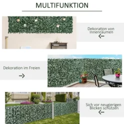Konstgjord häck 300x150 cm, mörkgrön, insynsskydd för trädgård & balkong