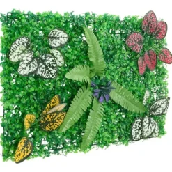 Konstgjord växtvägg 24 st - Insynsskydd för trädgård | Färg: Grön | Storlek: 40x60 cm