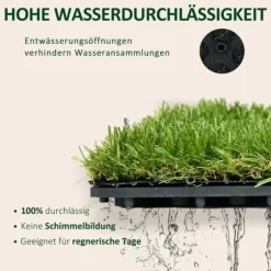 Konstgräs 10 st 30×30 cm, 25 mm – balkong & trädgård, mörkgrön, lättskött