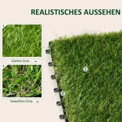 Konstgräs 10 st 30×30 cm, 25 mm – balkong & trädgård, mörkgrön, lättskött