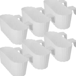 KOTARBAU® Balkonglåda Blomkruka för räcke Oval Rustik Vit 400 MM Set om 6